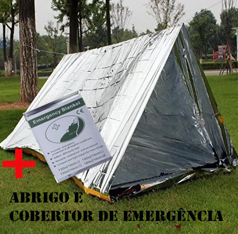 Conjunto Abrigo e Cobertor de emergência